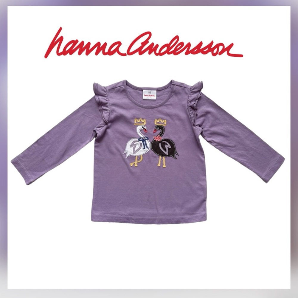 Hanna Andersson girls lilac swans top